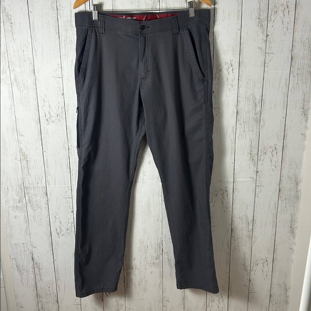 Men's Wrangler Gray Pants with Red Details size 34x30 casual comfort stretch